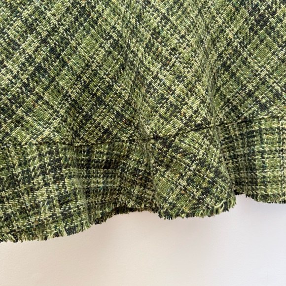 Hobbs London Tweed Skirt Green Plaid A-Line Made in England UK 16 US 12 Wool Zip - Picture 10 of 14